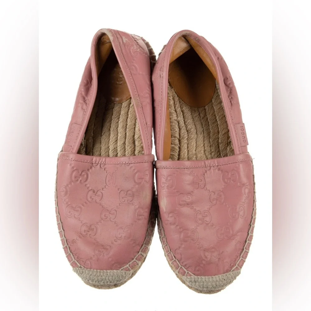 Gucci Pink Espadrille Slip-On Shoes